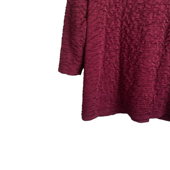Cato Women Tunic Top 18/20 Maroon Rippled Textured Fabric Stretch Work Office - Picture 5 of 8
